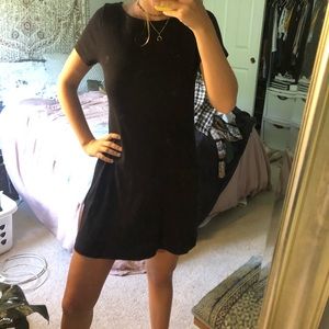 Black Ribbed T Shirt Dress
